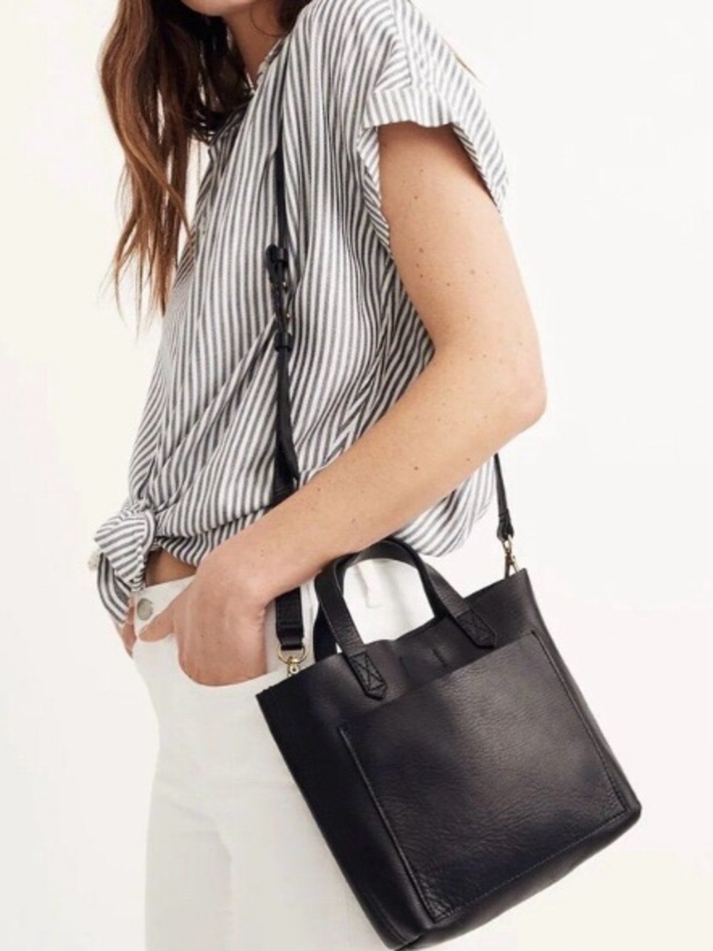 Madewell Small Transport Crossbody Bag in black leather